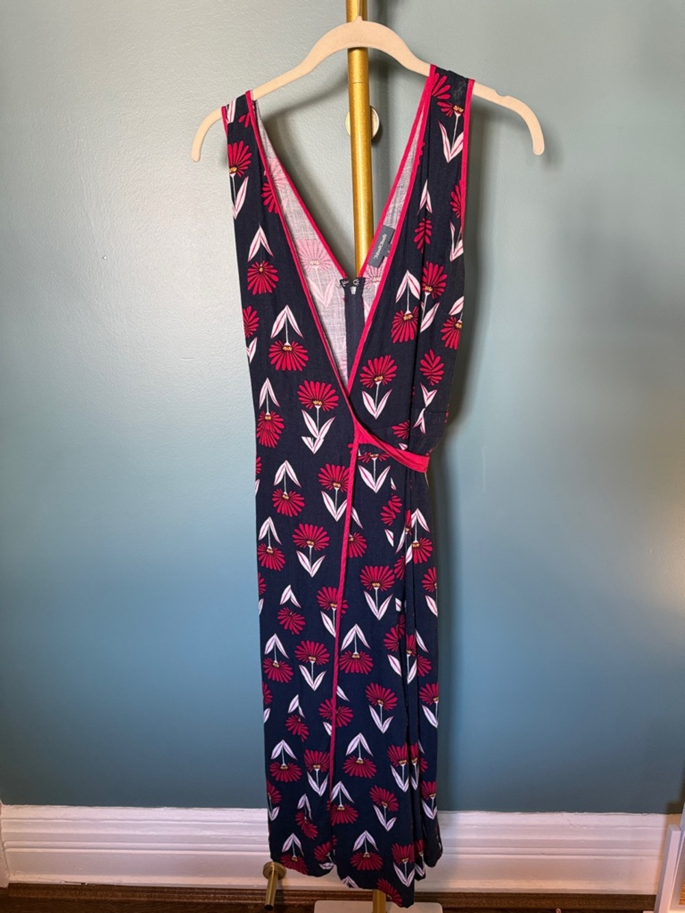 ModCloth Navy Floral Wrap Jumpsuit